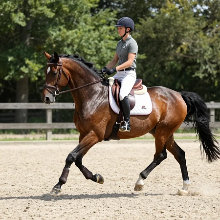 Мерин в работе под седлом