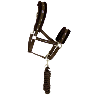 Недоуздок "Mustang" с искусственным мехом и лошадками