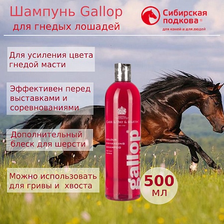 Шампунь Gallop 500 мл: забота о красоте шерсти лошадей всех мастей