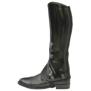 Краги кожаные для верховой езды с лаковой вставкой, пара