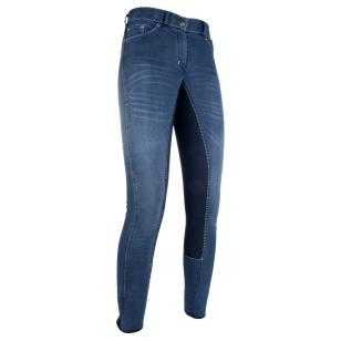 Бриджи джинсовые "HKM Summer Denim" для верховой езды с полной леей 