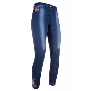 Бриджи джинсовые "USA Jeggings" для верховой езды с полной силиконовой леей 
