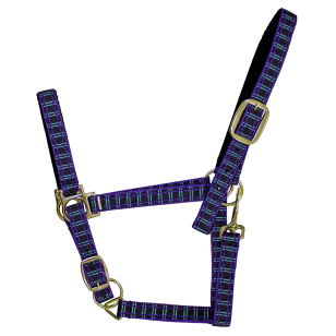 Недоуздок нейлоновый в клетку с бархатной подложкой "EQUIMAN"