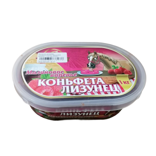 Лакомство для лошади Коньфета-лизунец "Малиновое варенье" 1 кг.
